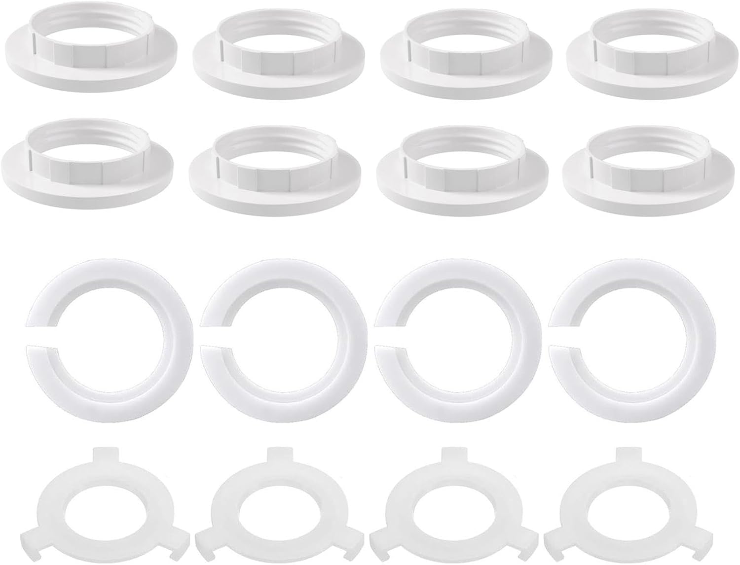 16 Pcs Light Shade Reducer Ring,E27 to E14 White Lamp Shade Adapter Ring, Plastic Lampshade Reducer Ring Converter, Socket Replacement Rings, Fitting Lampshade Washer Adaptor
