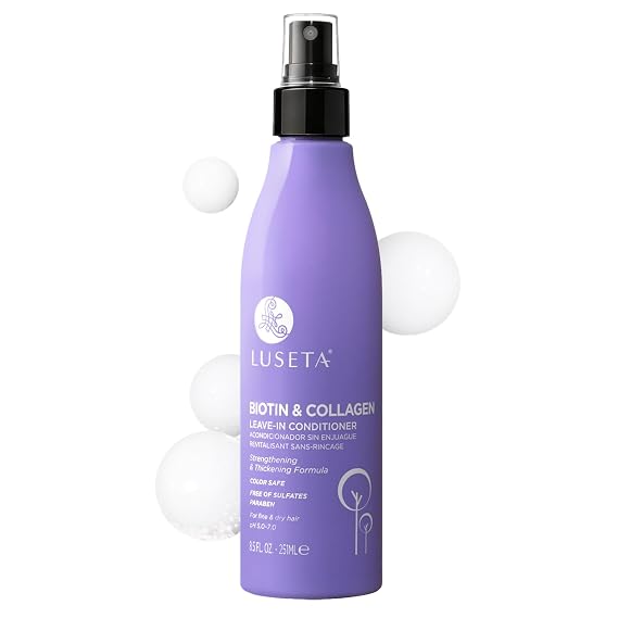 Luseta Biotin Leave in Conditioner Volumizer for Dry & Fine Hair, 8.5Fl Oz | Biotin detangler spray repairs damaged locks, controls frizz, and boosts volume without heavy buildup or grease