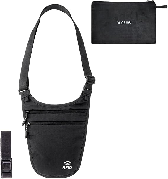 Money Belt for Travel, RFID Blocking Hidden Neck Wallet & Passport Holder