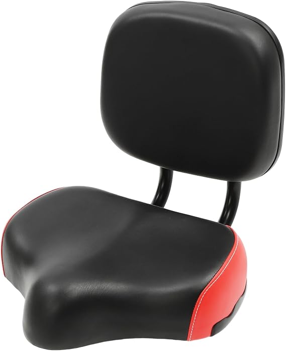 Extra Wide Comfort Tricycle Seat with Backrest - 13.4in Adult Trike Saddle, Adjustable Height PU Cushion for Electric Bike/Senior Cruiser/Beach Trike