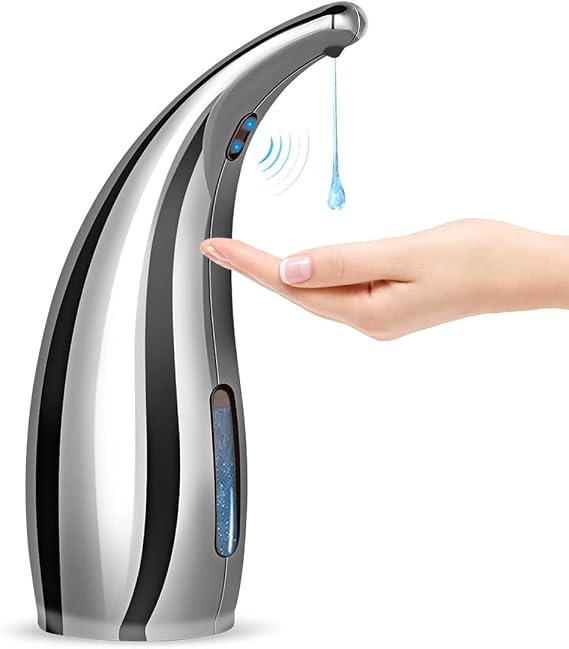Automatic Soap Dispenser, 300ml Touchless Soap Dispenser, Auto Dish Lotion Dispenser with IP65 Waterproof, Auto Sensor Liquid Soap Dispenser for Kitchen Bathroom Hotel Restaurant (Silver)