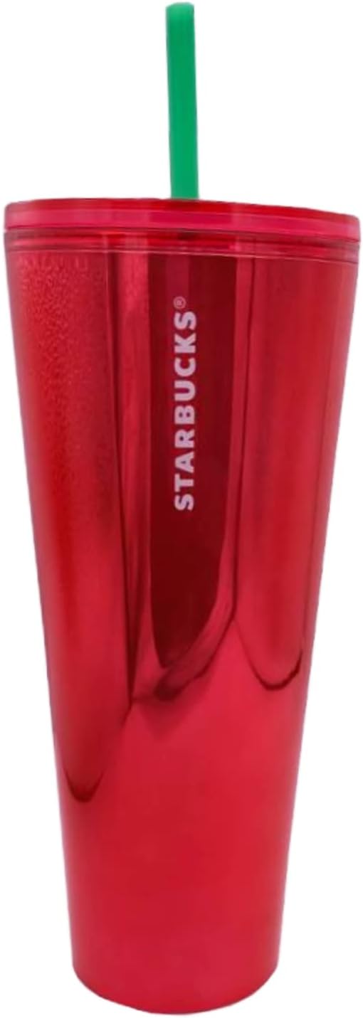Starbucks Red Tumbler with Straw Cold Cup 24oz - Venti Tumbler