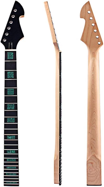 Electric Guitar Neck, 24 Fret 25.5 inch Maple Rosewood Fingerboard With Green Rectangular Inlay Guitar Parts Replacement