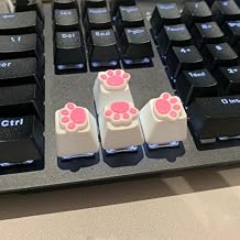 4 Pack Custom OEM R4 PBT Mechanical Keyboard Keycaps - Cute Cat Paw Kawaii Gaming Key Caps for Mechanical Keyboard with Keycap Puller (White Base)