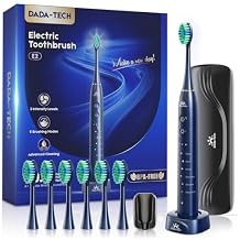 Electric Toothbrush for Adults Kids Electric Toothbrush Rechargeable Sonic Toothbrush Ultrasonic Toothbrush with Travel Case, Holder & 7 Brush Heads, 6 Modes & 3 Intensities, 2-Minute Timer (Blue)