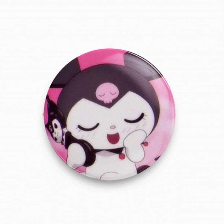 Kuromi Sanrio Özel Pembe Siyah Metal Rozet Y2K