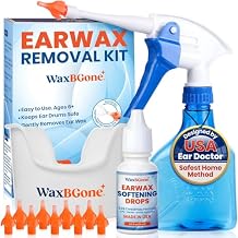 WaxBGone Ear Wax Removal Kit with SoftSpray Irrigation Tips, 4X High Output Sprayer & Ear Basin - Safe, Fast, Gentle Ear Cleaning Kit for Adults & Kids at Home - Standard Kit with Ear Drops