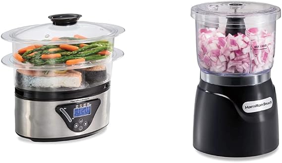 Hamilton Beach Digital Electric Food Steamer & Rice Cooker + Electric Vegetable Chopper