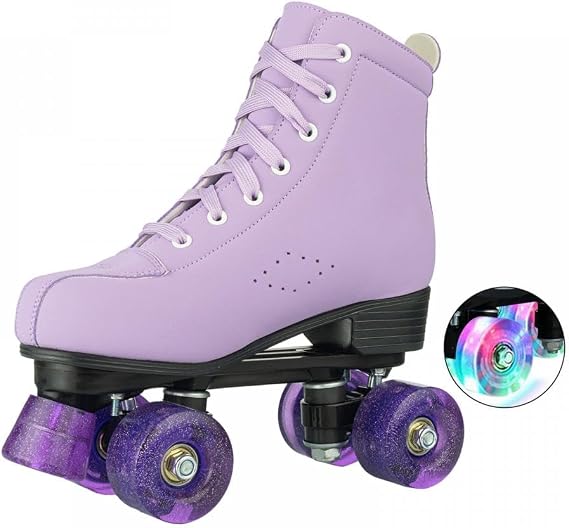 YYW Women's Girls High-top Roller Skates - Beginner Friendly, Indoor/Outdoor Classic Double-Row Skates