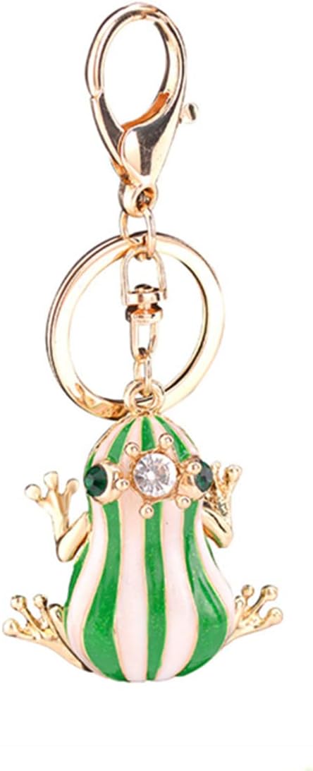 Frog Keychain, Frog Charm Fashionable Keychain, Cute Rhinestone Green Frog Keychain Key for Women Handbag Pendant Accessories Car Key Rings(Green)
