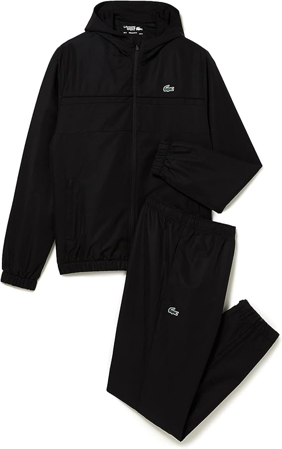 Lacoste Mens Diamond Teffeta Mesh Jersey Pants Hooded Jacket Tracksuit
