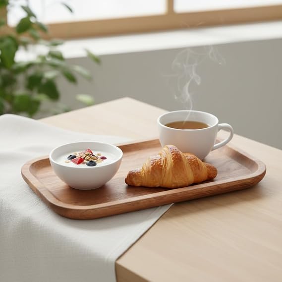Deconox Natural Acacia Tree Presentation Plate, Acacia Appetizer Plate, Cheese Presentation Plate, Salad Plate (25cm*14cm*1.5cm)
