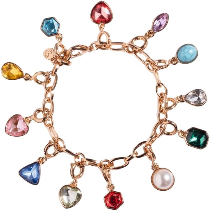 Super Smalls Super Gems Birthstone Charm Bracelet Set | Kids Gold-Tone Adjustable Bracelet with Colorful Gem Charms | Mix & Match Jewelry Gift for Girls