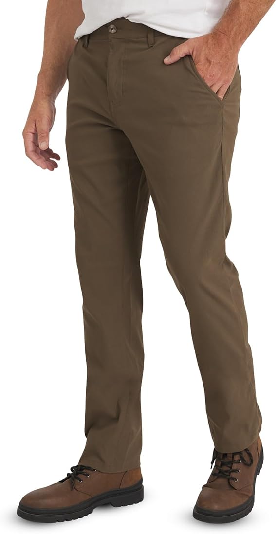 Weatherproof Vintage Mens Casual Pants - Regular Fit Ultra Stretch Flat Front Chinos | Lightweight Work & Travel Pants