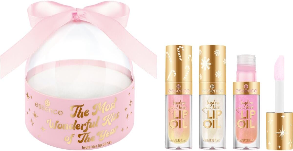 Essence Cosmetics the most wonderful kiss of the year hydra kiss LIP OIL set, moisturizinghydrating, with oils, shiny, shimmery 12ml