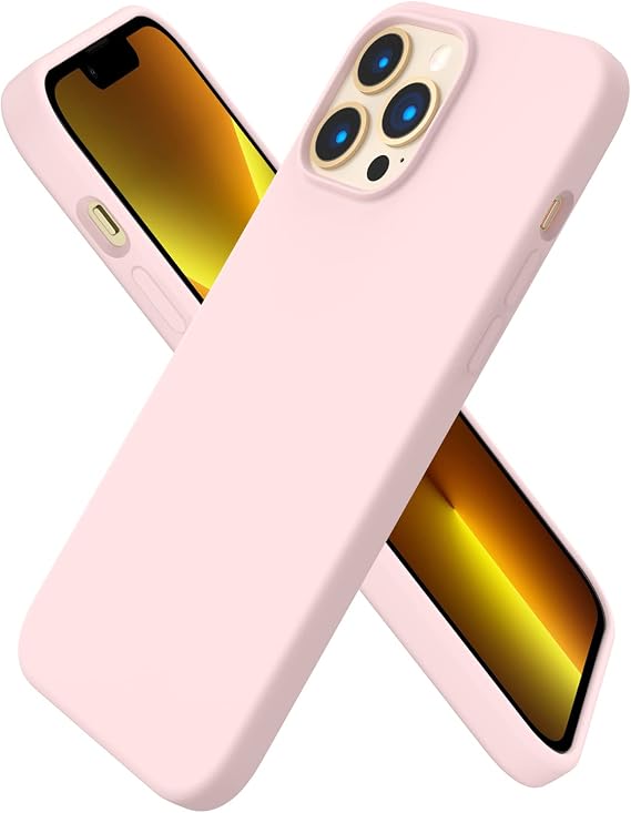 ORNARTO for iPhone 13 Pro Max Case, Slim Liquid Silicone, Chalk Pink | 3-Layer Full Covered Soft Gel Rubber Non-Slip Grip Shockproof Protective Cover Phone Case for iPhone 13 Pro Max 6.7-Inch