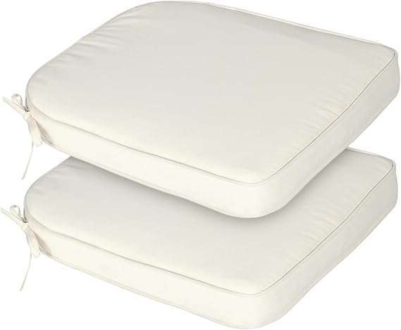 BPS 18 x 19 Inch Outdoor Chair Cushion Set of 2, Fade-Resistant and Water-Resistant Solution-Dyed Polyester Fabric Patio Chair Cushions with Straps for Outdoor/Indoor Dining Chairs