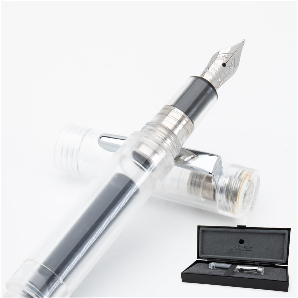 Monteverde MVP Fountain Pen Diamond Clear - Stub Nib - Compact & Versatile Mini Pocket Pen - JoWo German-Made Nib - Cartridge & Eyedropper Fill