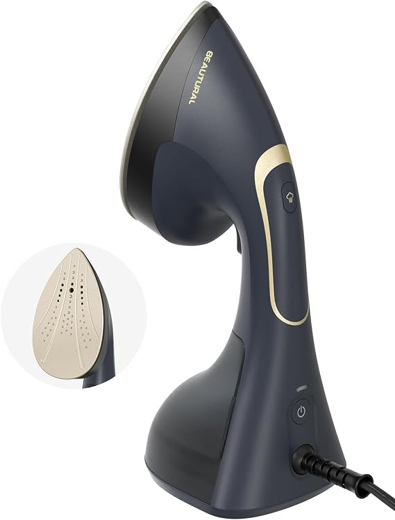 BEAUTURAL Steamer for Clothes, Handheld 2-in-1 Steam & Iron, 1200W, Navy | Powerful Garment Wrinkle Remover with Burst Steam, Ceramic Heating Plate, 30-Second Fast Heat-up, Auto-Off (Only for 120V)