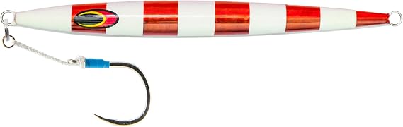 Nomad Design Deep Water Fishing - Erratic Action Trigger for Predators, Fast Sinking & BKK Jig Assist Hooks The Streaker 320G - 11 oz - Crimson Tide