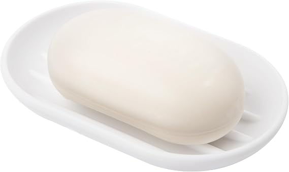 Umbra Touch Soap Dish for Bathroom - Modern Oval Shape for Sink - Durable and Easy to Clean, White