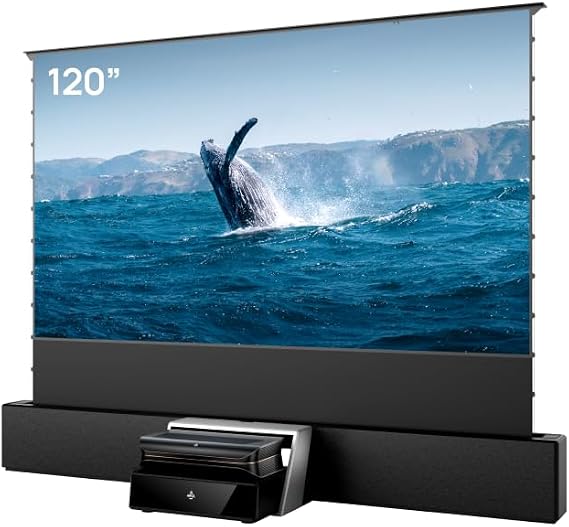 AWOL VISION LTV-3000Pro with 120" Motorized ALR Floor Rising Screen Bundle, Dolby Vision & Atmos, HDR10+, UST Laser TV Home Theater Projector with 120'' Station