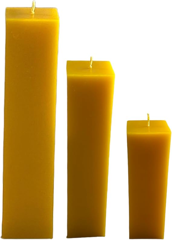 Square Beeswax Candles | Beeswax Pillar Candle up to 12 inches tall | 2 inches Wide | Beeswax Candle Set | Homemade Candles | Handmade Candle Prayer Candle (2"x 6")