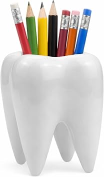 Small Ceramic Succulent Pots - 3" Teeth Shape Planters Indoor & Outdoor for Succulents and Herbs, Perfect as Planters, Toothbrush Holder, Pen Holder or Dentist Gifts