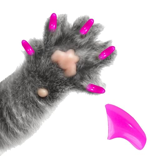 60 Piece Soft Nail Caps with Adhesive for Cat Claws - Fuscia Pink Large