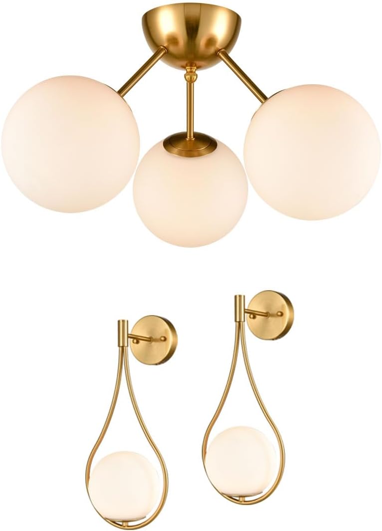 HOLKIRT Modern Globe Wall Sconces and Sputnik Ceiling Light Bundle