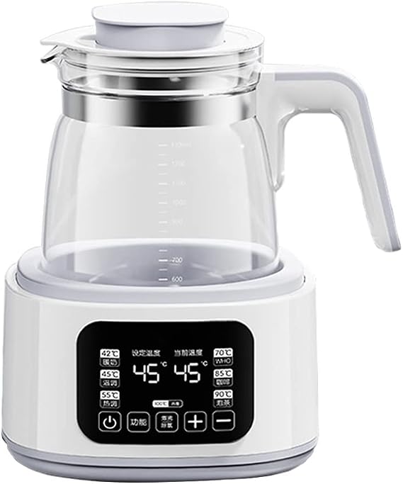 Tea Kettles Flask 1.3L Glass Kettle, 72H Glass Kettle with Heat Preservation Function, 360° Chassis Heating Fast Water Heater, Led Temperature Prompt and Touch Screen Control/White