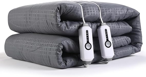 Electric Mattress Pad King Size 78''x80'', 4 Heating Levels & 10 Hour Auto Shut Off, Elastic Deep Pocket, Warm and Soft Comfort Fabric, Machine Washable, Grey