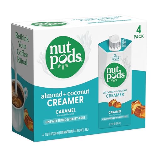 nutpods Caramel Coffee Creamer - Unsweetened Non Dairy Creamer Made from Almonds and Coconuts - Keto Creamer, Whole30, Gluten Free, Non-GMO, Vegan, Sugar Free, Kosher 4-Pack