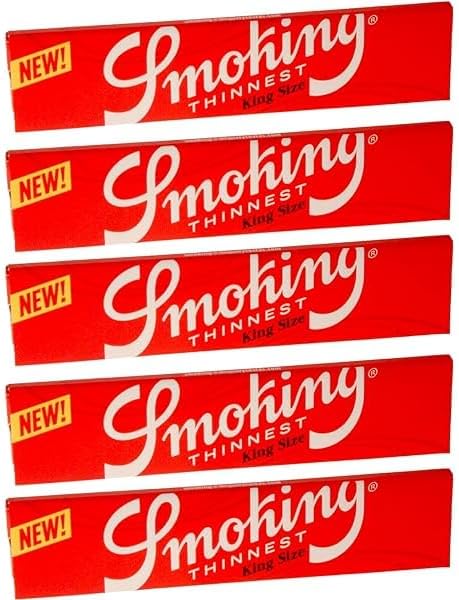 Smoking Thinnest Red Rolling Papers King Size (108mm) - (5 Pack) incl. Frugal Smoker Sticker