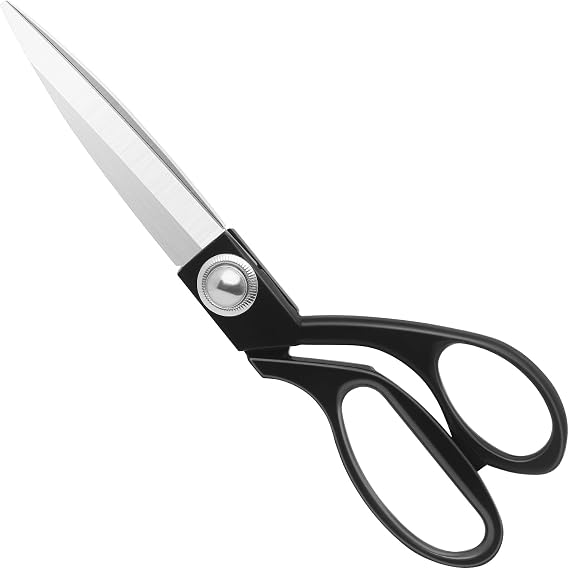 KUONIIY Sewing Scissors 8 inch - Professional Stainless Steel Tailor Scissor Shears for Fabric Leather Dressmaking Tailoring Artists Students Dressmakers, Black