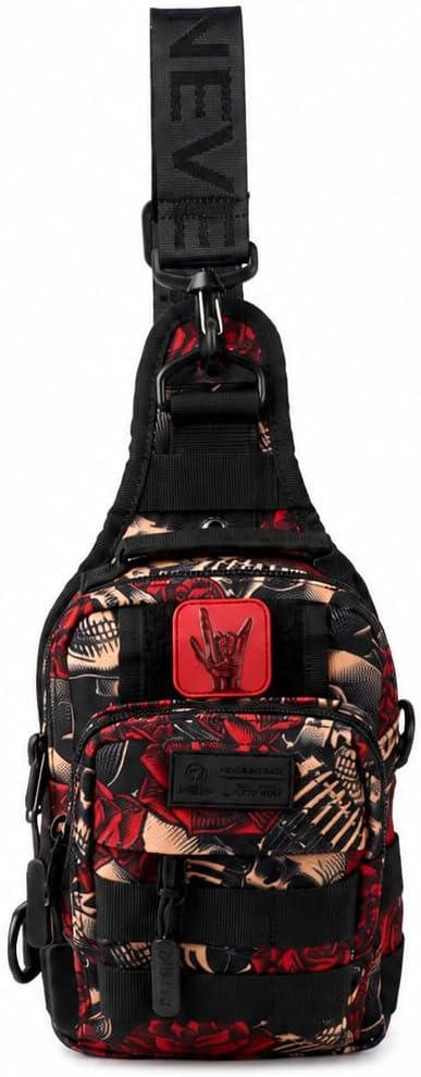 WOLFpak 4L Mini Tactical Sling Bag (Rock & Reaper) Compact Crossbody Backpack for Gym, Travel & EDC | Tactical Shoulder Bag with Multiple Pockets Lightweight, Durable Sling Pack for Men & Women