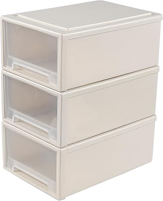 13 Quarts 3 Packs Plastic Stacking Storage Drawers, Plastic Storage Drawer Unit