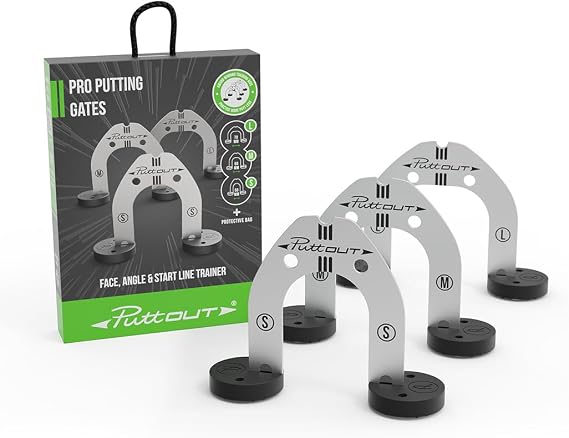 PuttOUT Pro Putting Gates Golf Training Aid for Face Angle Control with 3 Adjustable Gate Sizes
