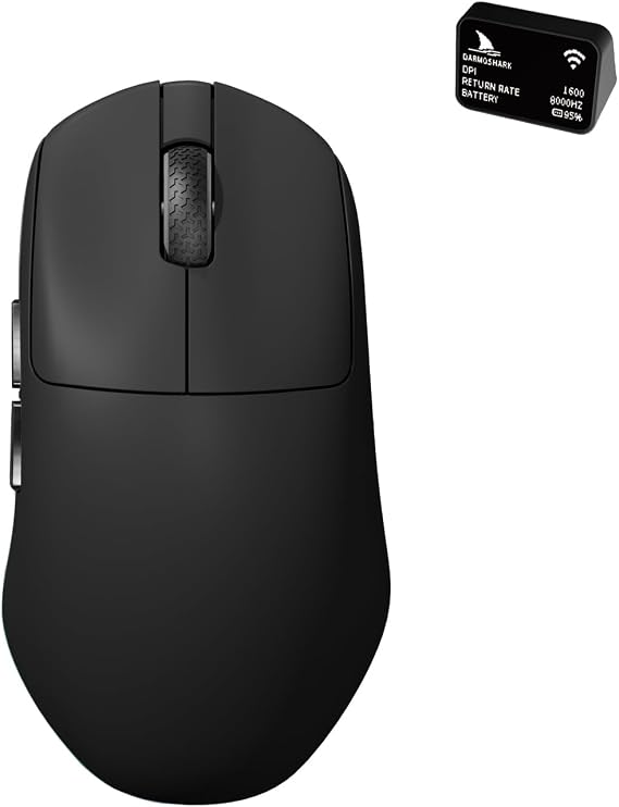 Darmoshark N7MAX Wireless Gaming Mouse,Tri-Mode 8K/USB-C/Bluetooth,Up to 30000DPI,PAW3950 Optical Sensor Lightweight 49g,5 programmable Button,Computer Mouse for Laptop,PC,Mac(Black)