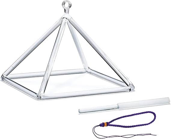 Hye-eun Clear Crystal Singing Pyramid 6 inch with Suedce Stick