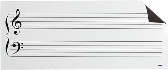 17.5" Tall x 45.25" W Grand Staff Rockin' Roll Up Dry Erase Grand Staff Music Magnet by OptiMA Dry Erase for Classrooms, Music Rooms