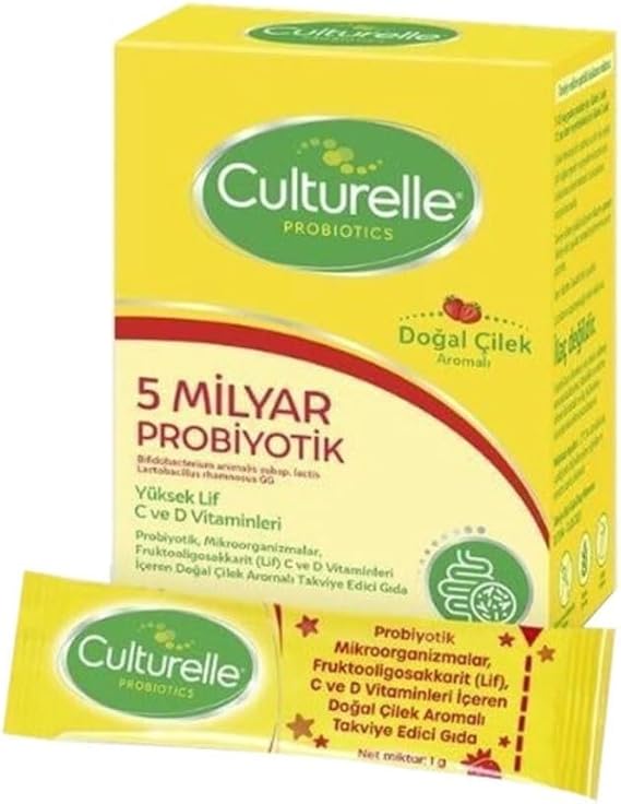 Culturelle Probiotics Natural Strawberry Flavored 5 Billion Probiotics 30 Sachetes