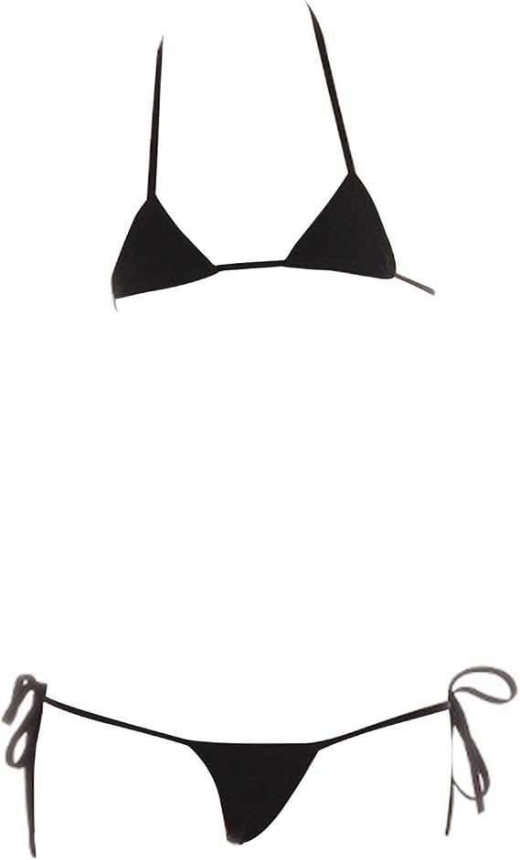 YOMORIO Womens Sexy Anime Cosplay Lingerie Lolita Cute Micro Bikini Set Kawaii Bra and Panty (Triangle Black)
