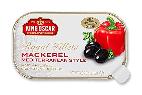 King Oscar Royal Fillets Mediterranean Style Mackerel 4 oz Pack of 6