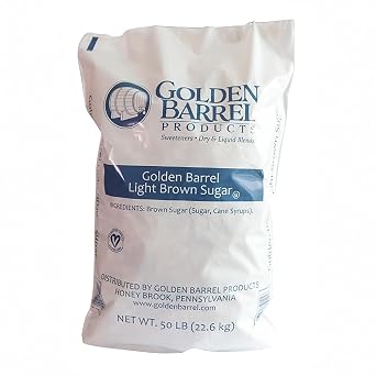 Golden Barrel Light Brown Cane Sugar, 50 lb Commercial Bulk Bag - Ideal for Bakeries, Restaurants & Large Batch Baking