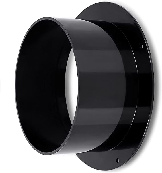 Dryer Vent Wall Plate 4" Black Plastic Straight Duct Connector Flange Wall Trim Pipe Collar for Heating Cooling Ventilation System(100mm)