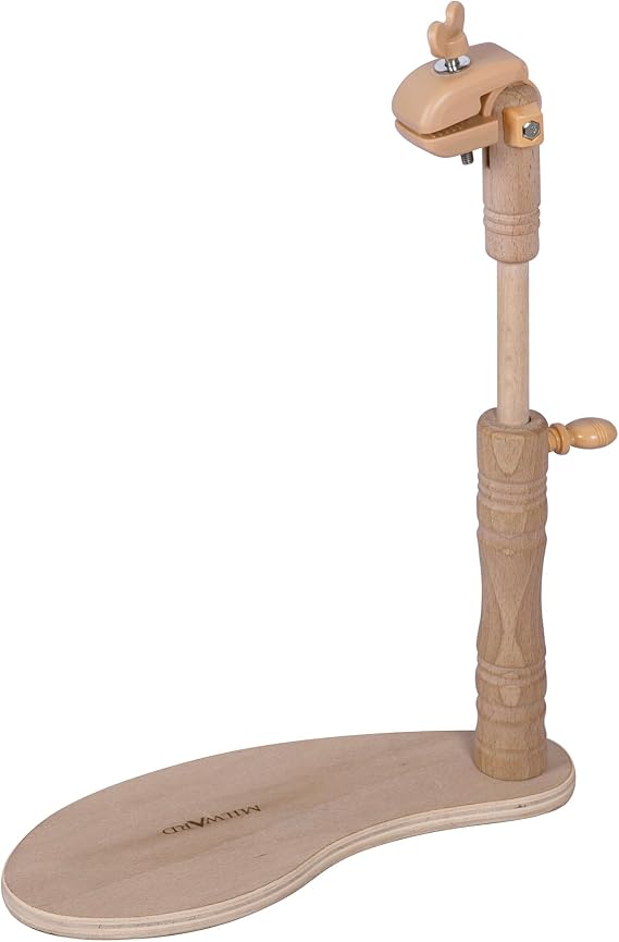 MILWARDS Hands Free Adjustable Seat Frame, Lap Stand, Rotated Cross Stitch Holder, Beech Wood, with Versatile Clamp Attachment