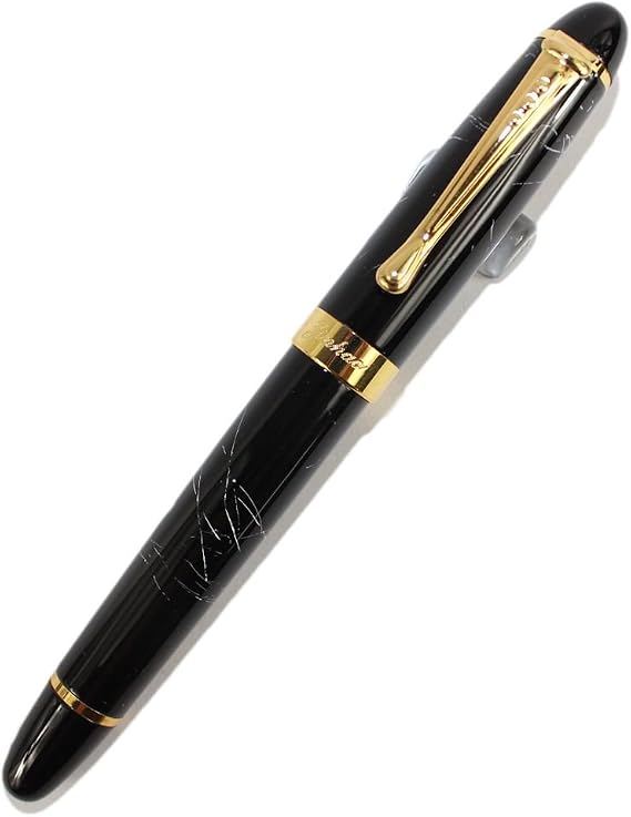 Gullor Luxury Jinhao M Nib 18KGP Fountain Pen Black and Golden Clip