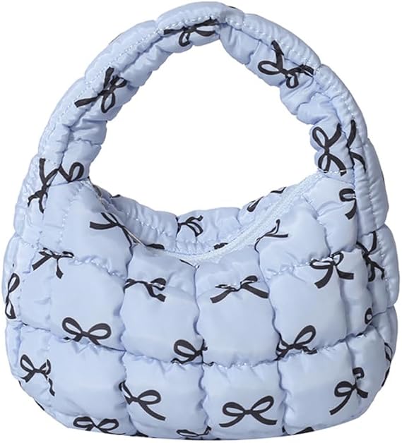 Quilted Puffer Tote Bag Mini Handbag Puffer Puff Bag Puffy Nylon Bag Lightweight Carryall Bag Puffy Purses for Women