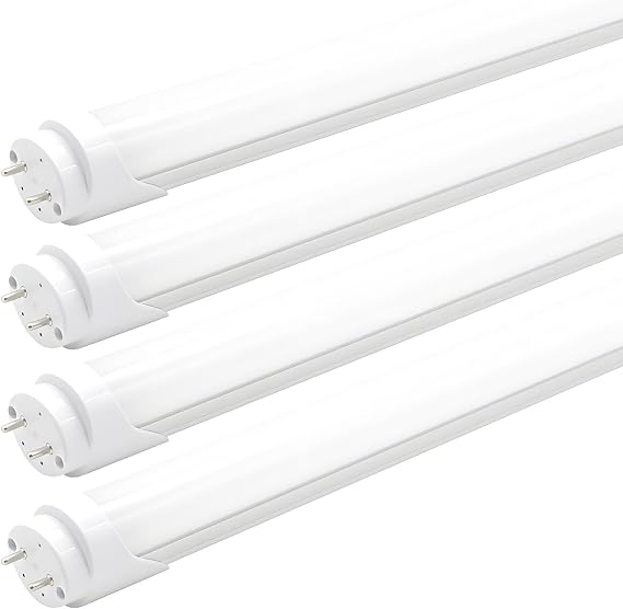 KALINA 2FT LED Tube Lights, 8W (25W Fluorescent Bulb Replacement), 6000K Cool White, Ballast Bypass, Frosted Cover, Pack of 4